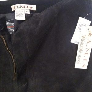 WOMEN--BLACK SUEDE  PANTS-- SIZE L--